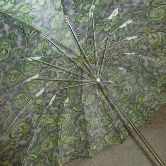 Vintage Frankford Umbrella Co. Umbrella Made In Japan 100% Rayon Paisley Print - Picture 5 of 10